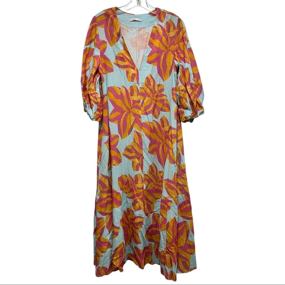 DRESS TO V-Neck Floral Linen Blend Maxi Dress - Picture 5 of 13